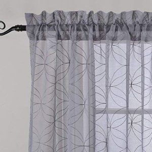 Double-Wide Sheer Gray Curtain Panels